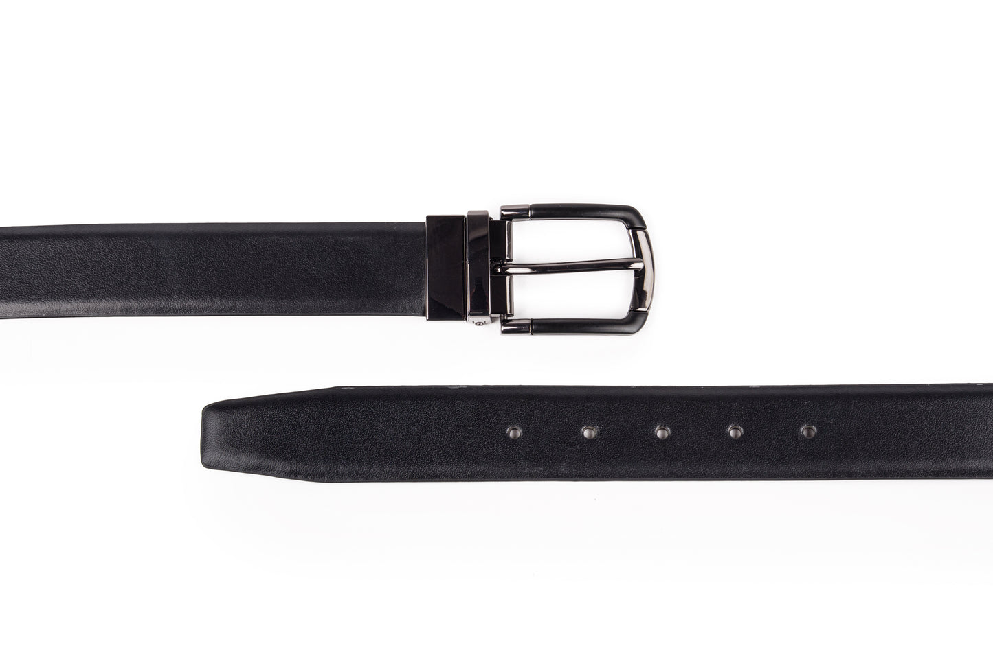 Elegavie Black / Brown Reversible Leather Belt - Two Styles in One
