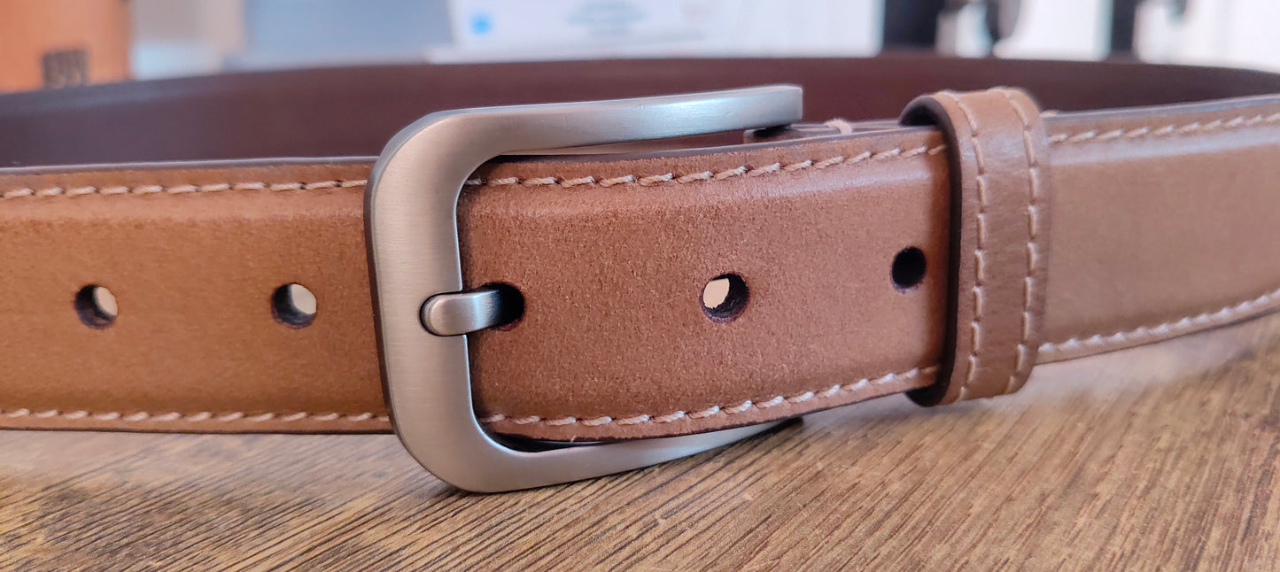 Elegavie Full-Grain Leather Premium Brown Dress Belt for Men β Stylish & Durable