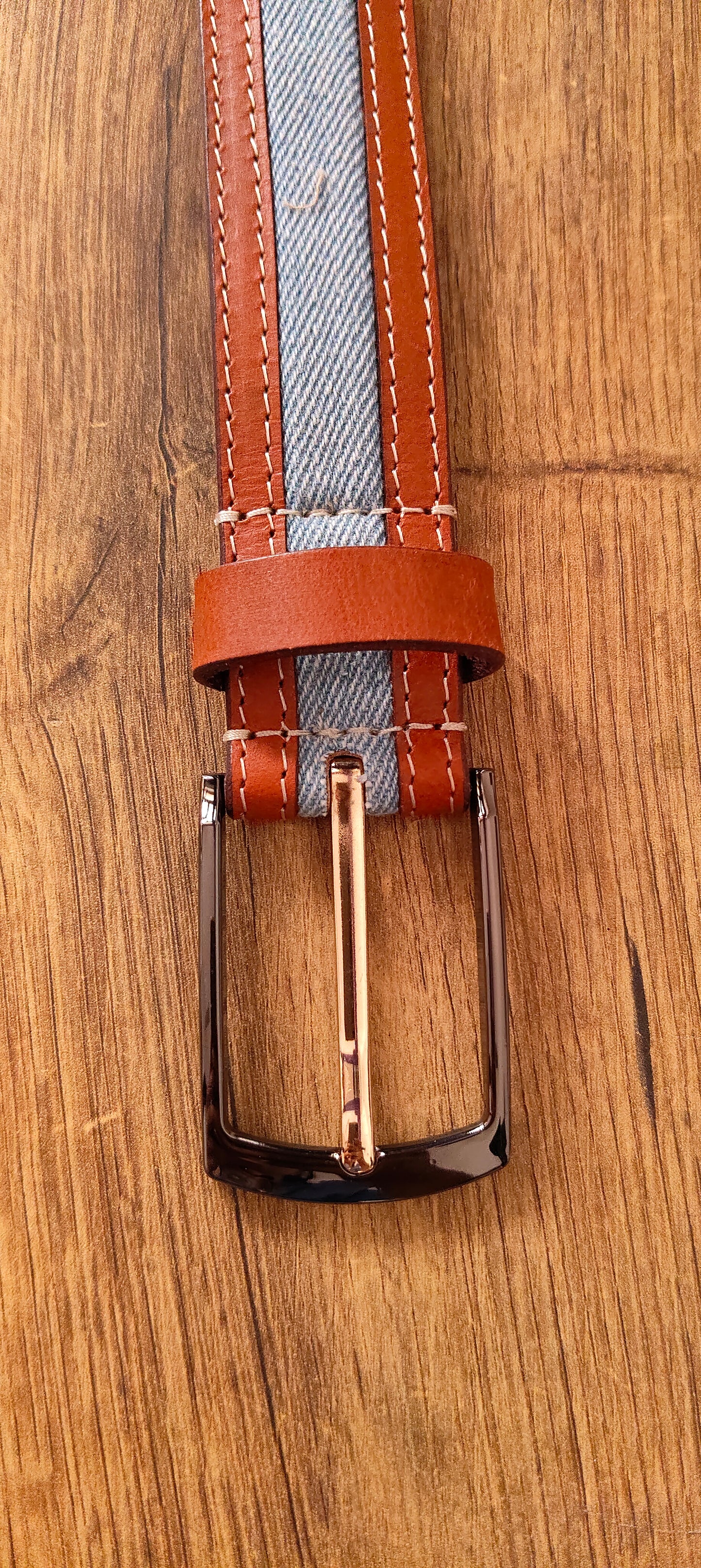 Elegavie Full Grain Leather -Blue Denim Men's Casual Belt