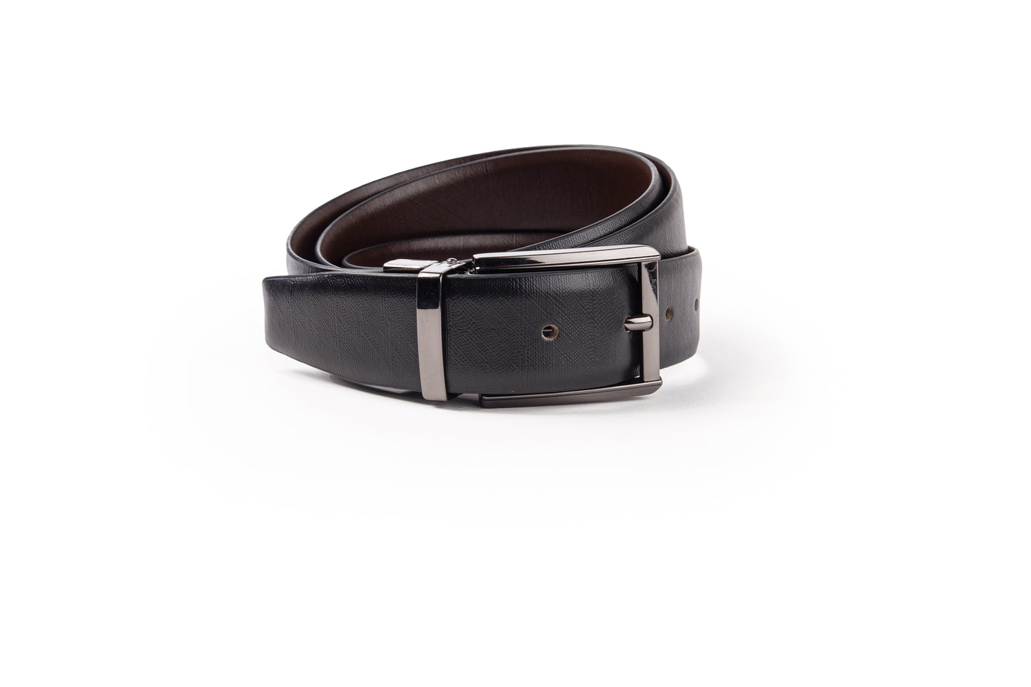 Elegavie Black / Brown Reversible Leather Belt - Sleek and Strong