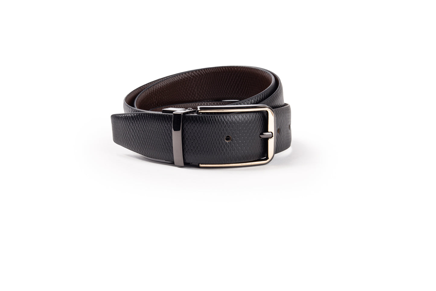 Elegavie Black / Brown Reversible Leather Belt - Perfect Fit