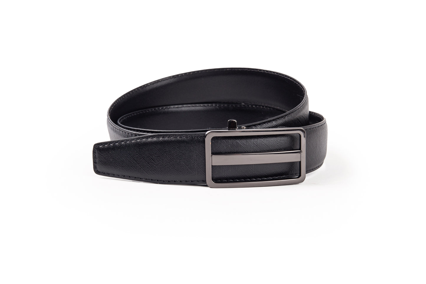 Elegavie Premium Men's Premium Black Genuine Leather Auto-Lock Belt-Modern Elegance