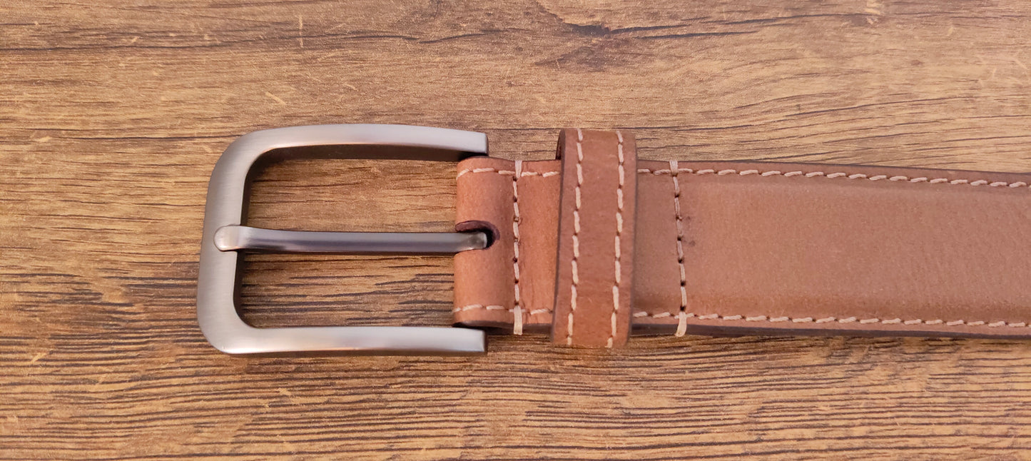 Elegavie Full-Grain Leather Premium Brown Dress Belt for Men – Stylish & Durable