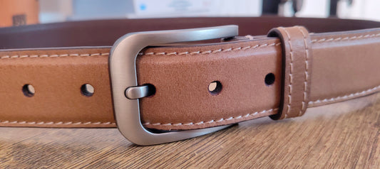 Elegavie Full-Grain Leather Premium Brown Dress Belt for Men – Stylish & Durable