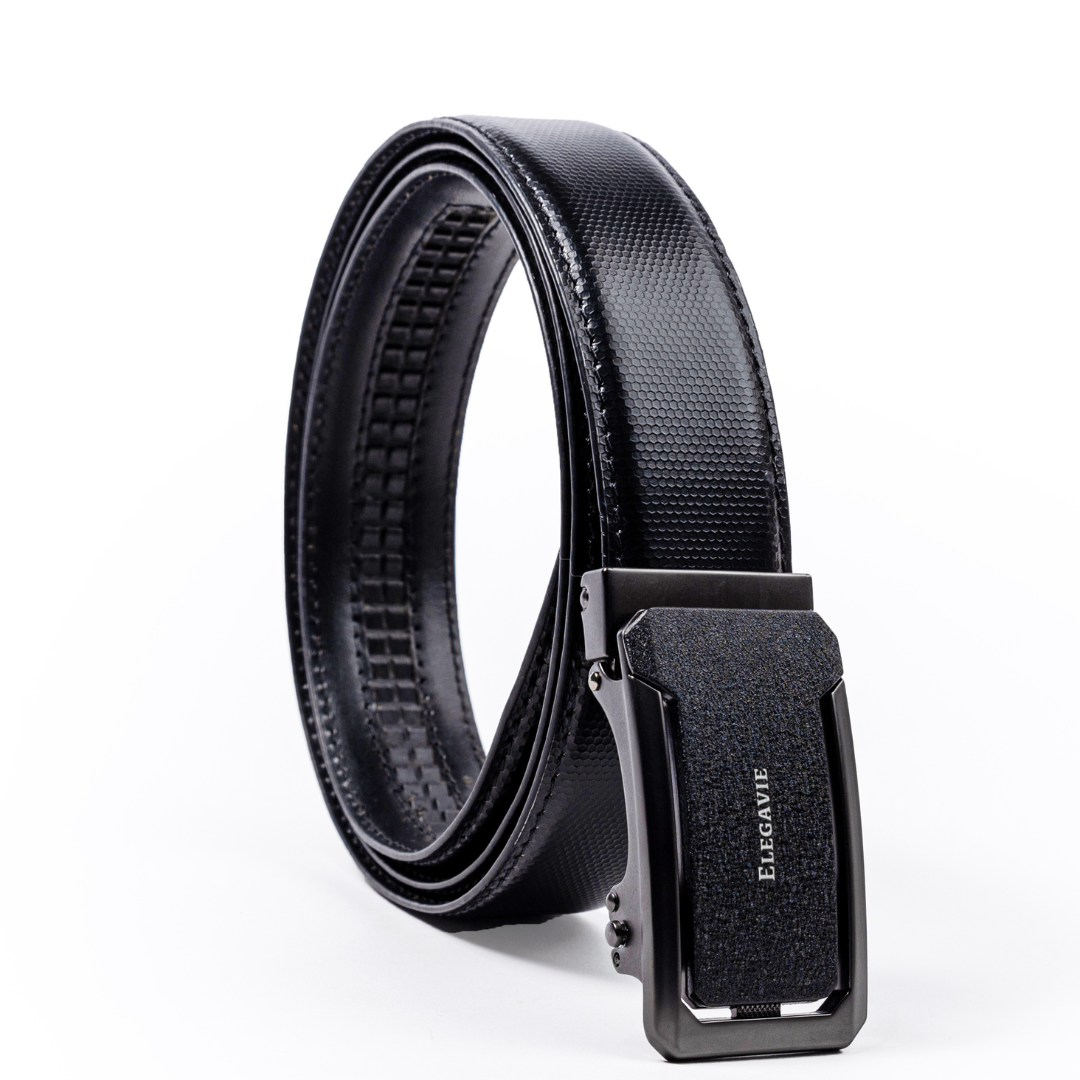 Elegavie Genuine Leather Premium Black Autolock Belt - Executive Style