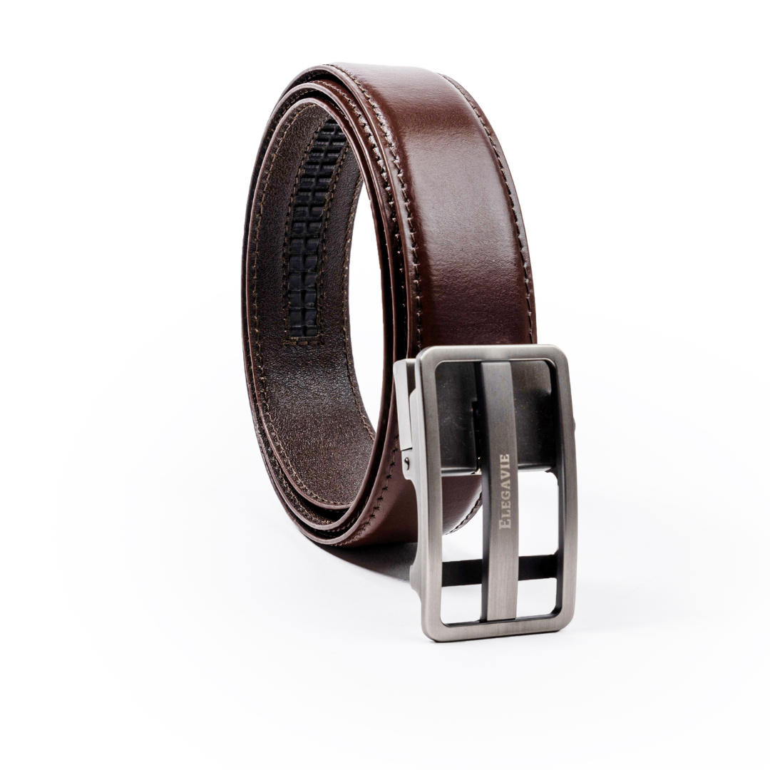 Elegavie Men's Premium Black Genuine Leather Auto-Lock Belts