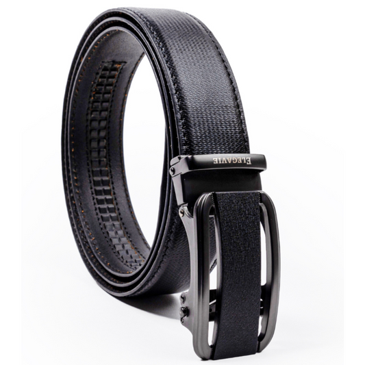 Elegavie Genuine Leather Premium Black Autolock Belt - Elite Craft