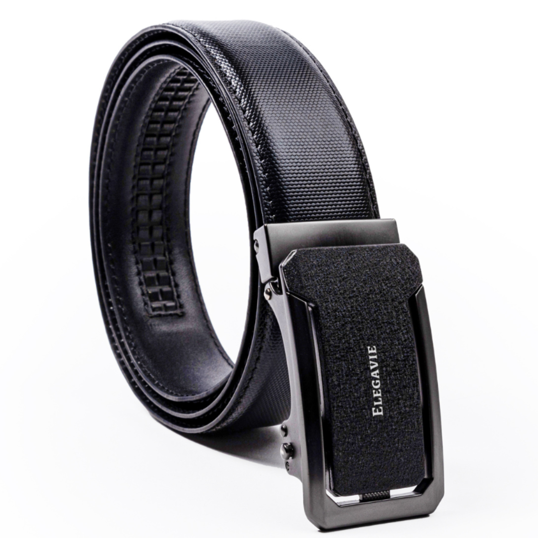 Elegavie Genuine Leather Premium Black Autolock Belt - Executive Style