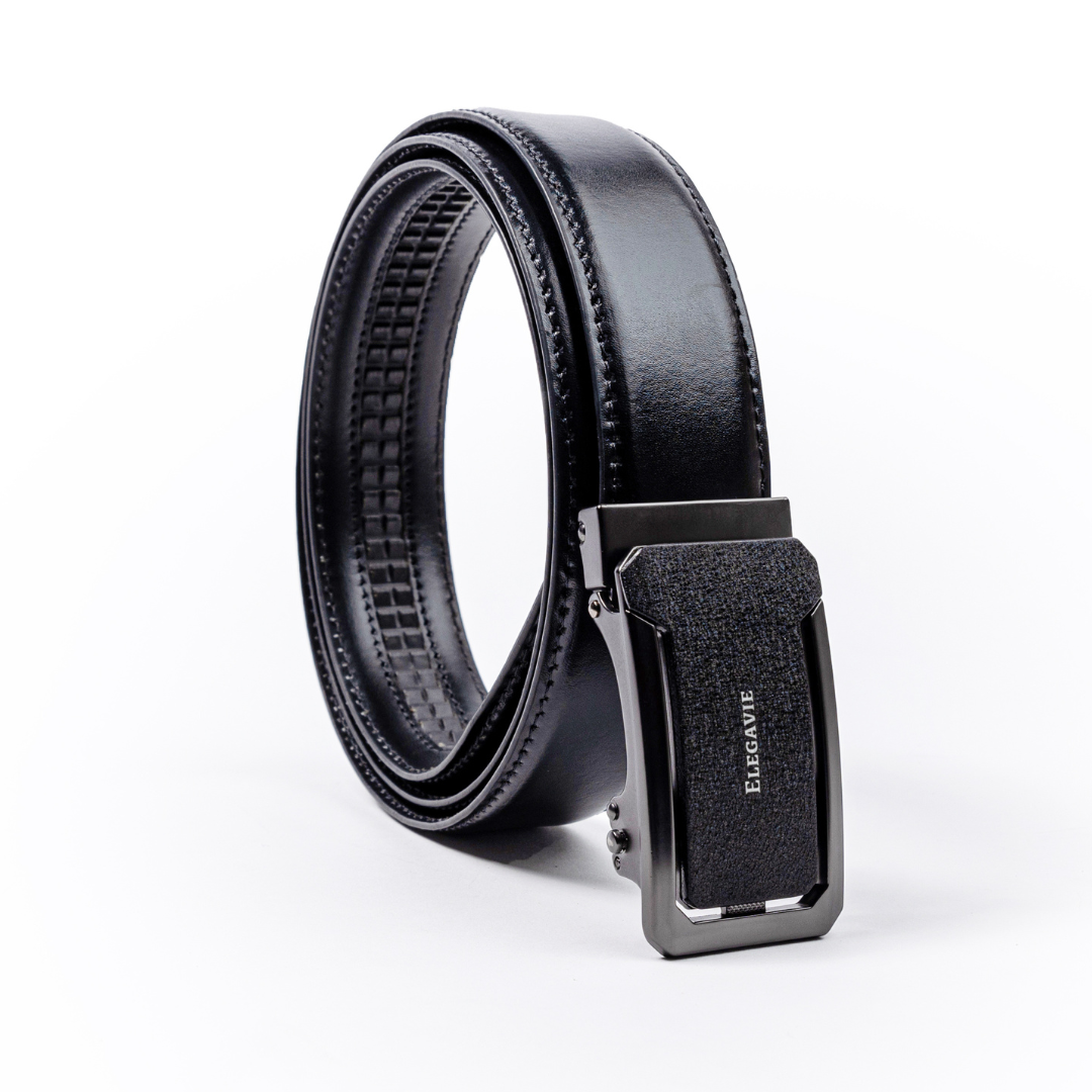 Elegavie Genuine Leather Premium Black Autolock Belt - Executive Style