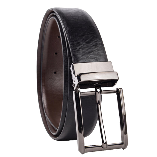 Elegavie Black / Brown Reversible Leather Belt - Stylish