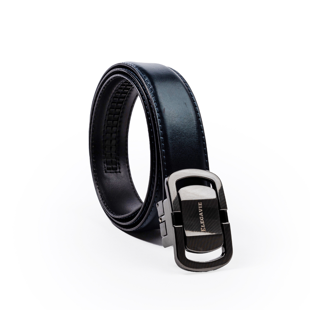 Elegavie Genuine Leather Premium Black Autolock Belt - Adaptable Comfort