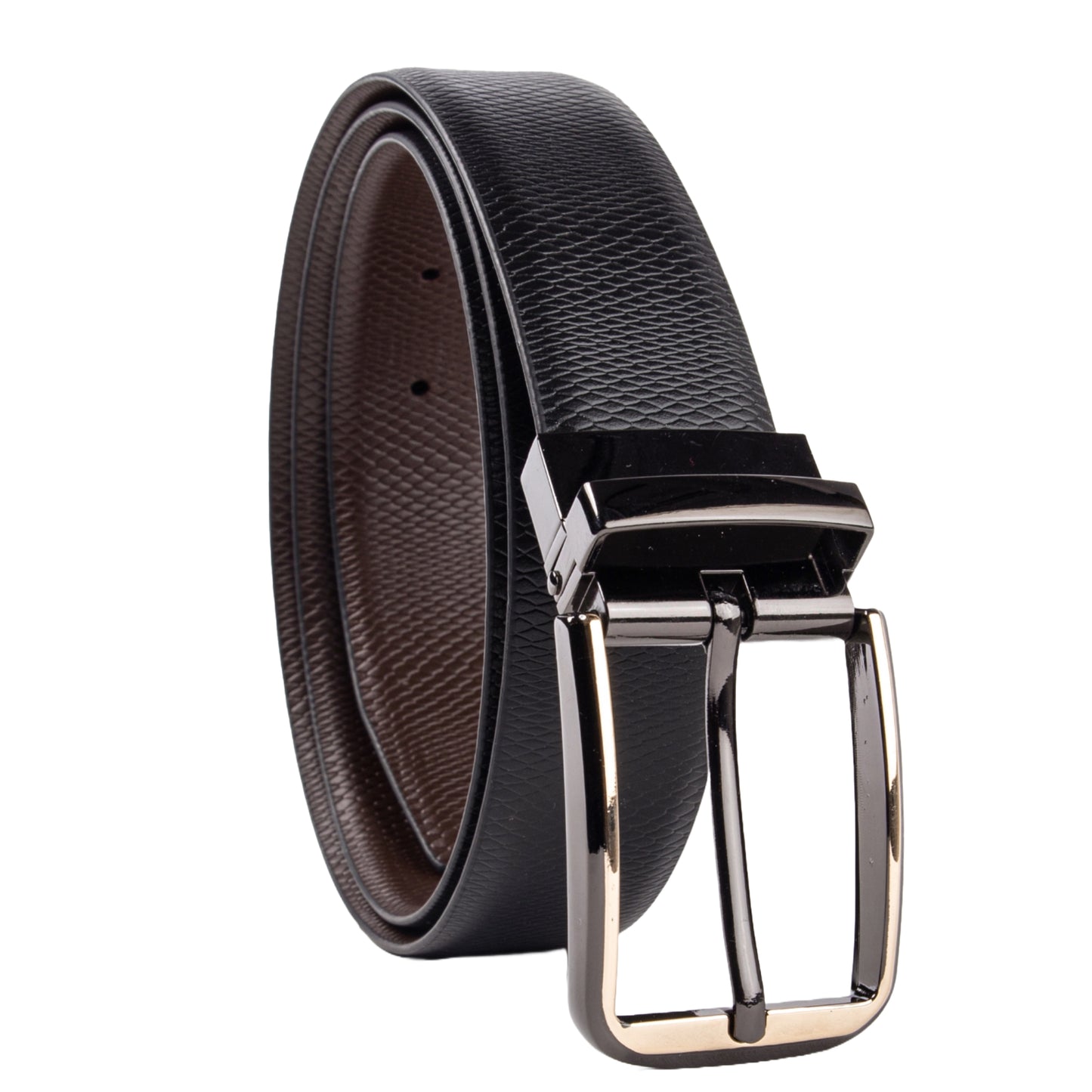 Elegavie Black / Brown Reversible Leather Belt - Perfect Fit