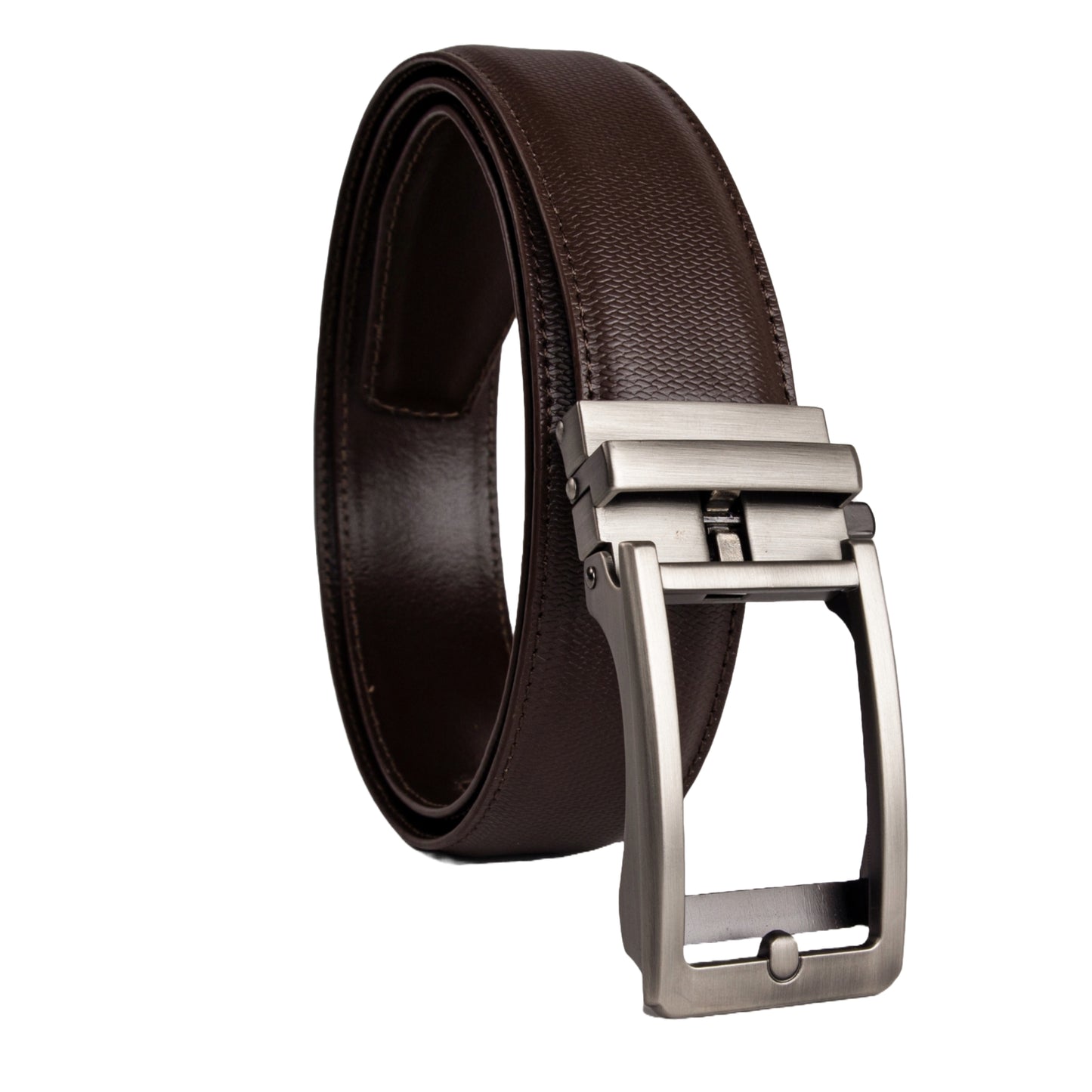 Elegavie Men's Premium Brown Genuine Leather Auto-Lock Belts