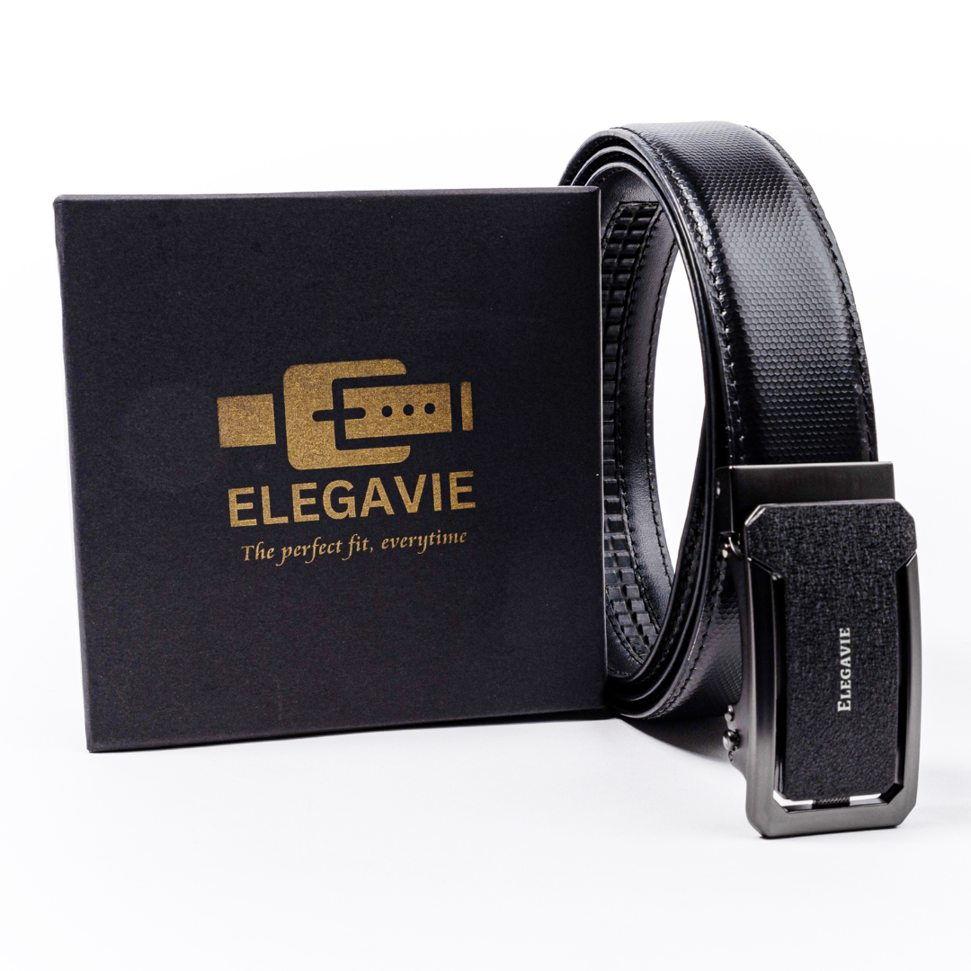 Elegavie Genuine Leather Premium Black Autolock Belt - Executive Style