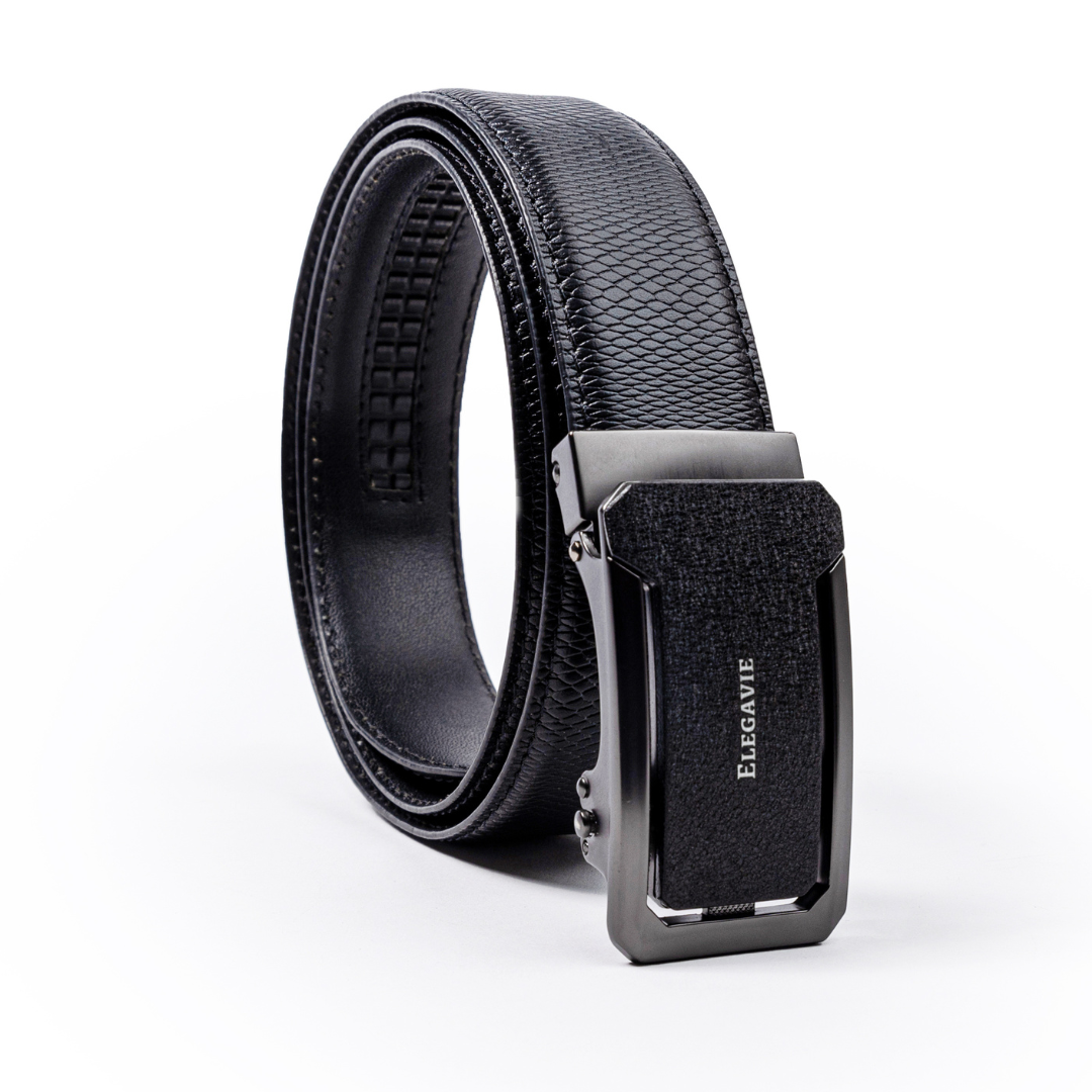 Elegavie Genuine Leather Premium Black Autolock Belt - Executive Style